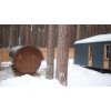 Круглая баня-бочка из кедра с козырьком 5 метров